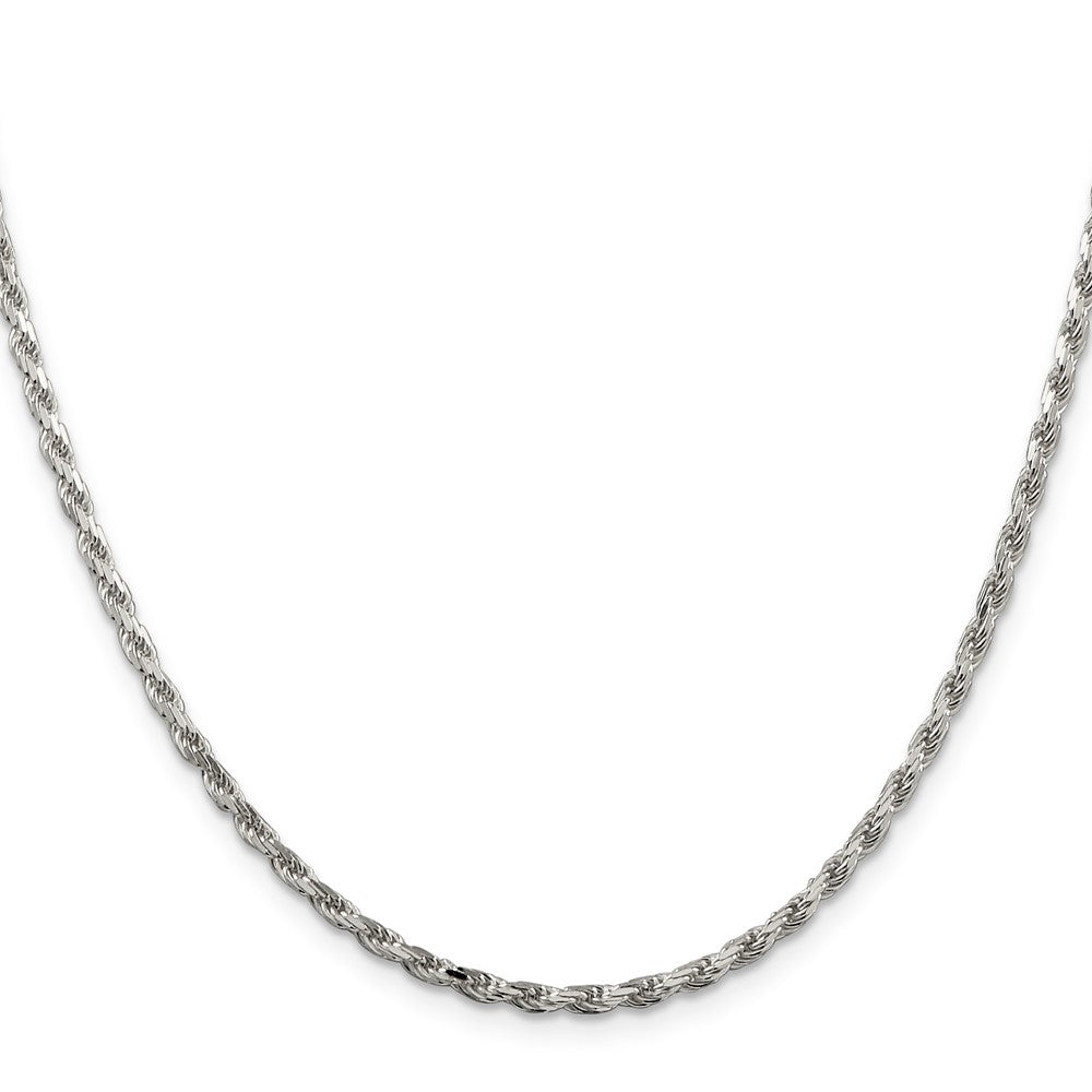 Buy Stylish 2.5mm Rhodium-Plated Diamond-Cut Rope Chain in Sterling Silver