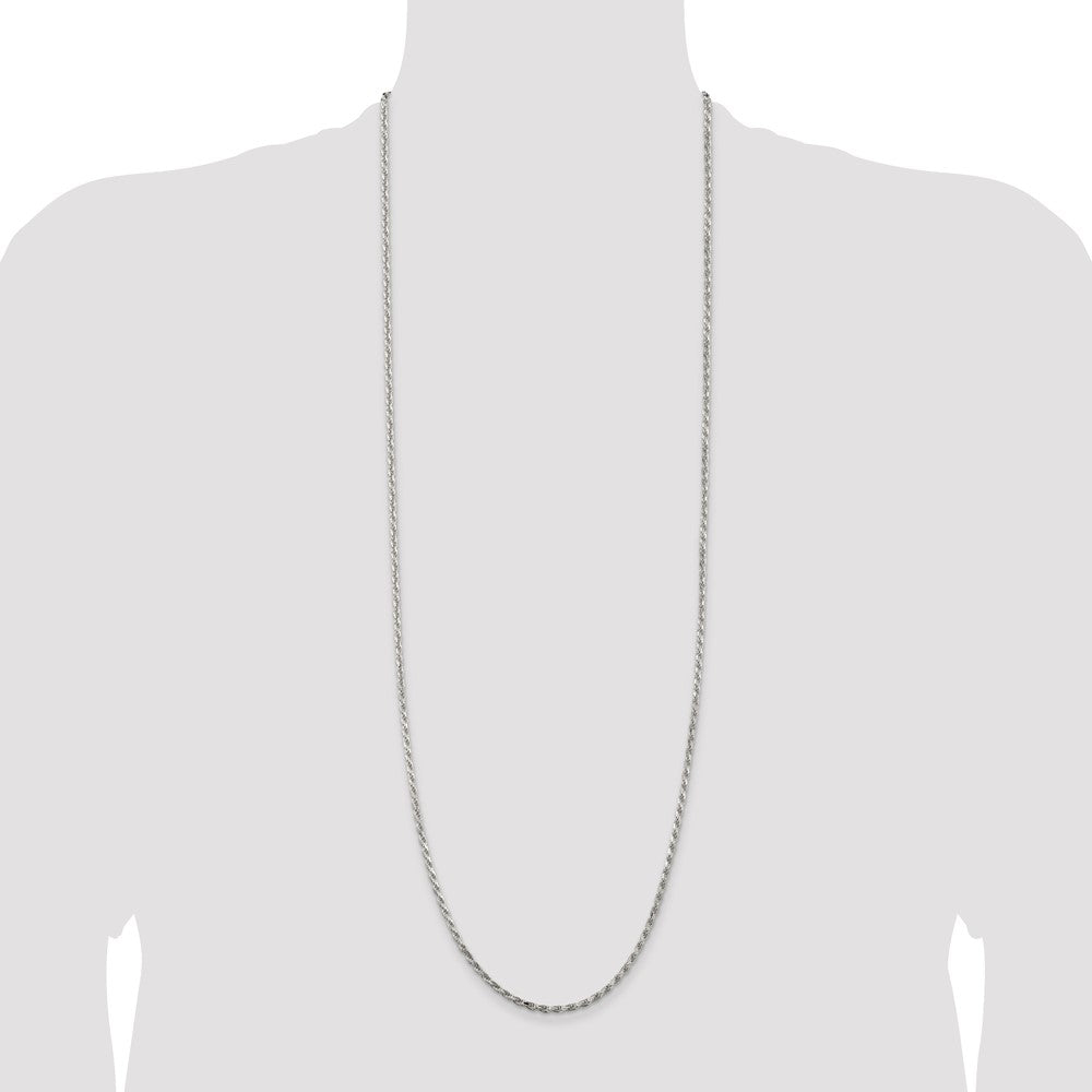 Buy Stylish Rhodium-Plated 2.5mm Diamond-Cut Rope Chain in Sterling Silver