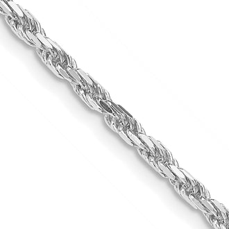 Buy Stylish Rhodium-Plated 2.5mm Diamond-Cut Rope Chain in Sterling Silver