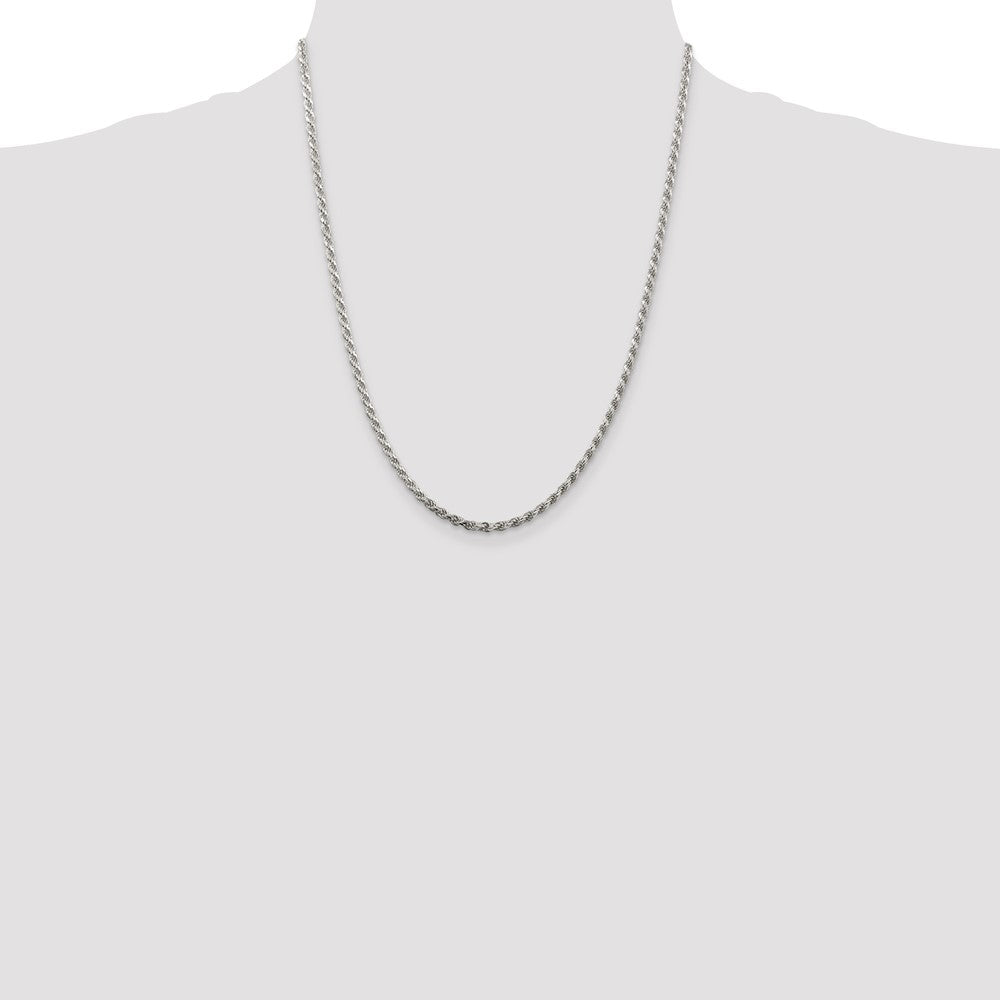 Buy Stylish 2.75mm Diamond-Cut Rope Chain in Sterling Silver - Affordable Luxury!