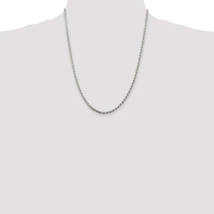 Buy Stylish 2.75mm Diamond-Cut Rope Chain in Sterling Silver - Affordable Luxury!-4