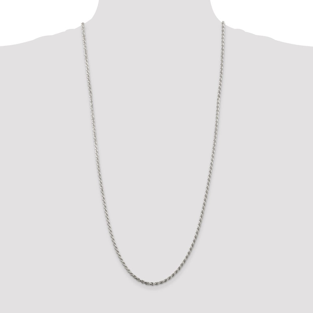 Buy Stylish 2.75mm Diamond-Cut Rope Chain in Sterling Silver - Luxury Value!