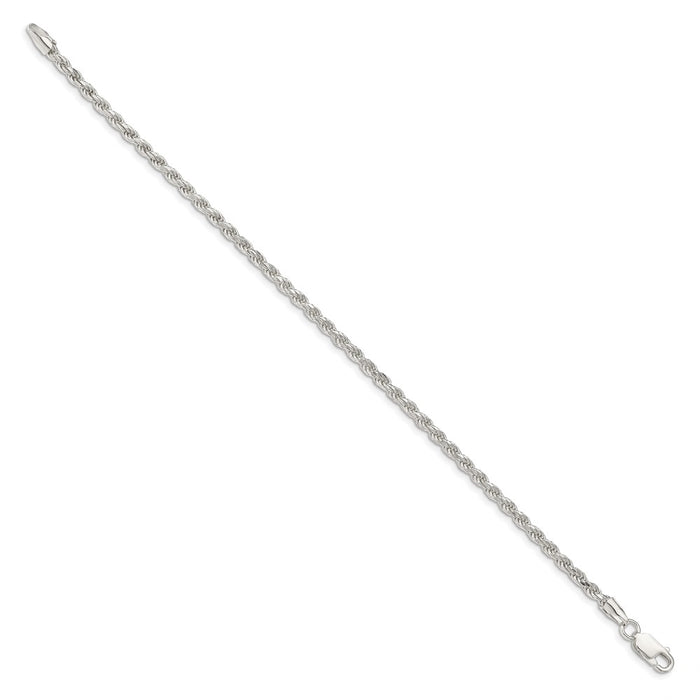 Buy Stylish 2.75mm Diamond-Cut Rope Chain in Sterling Silver - Affordable Elegance-2