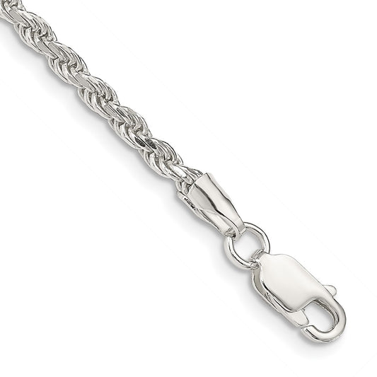 Buy Stylish 2.75mm Diamond-Cut Rope Chain in Sterling Silver - Affordable Luxury
