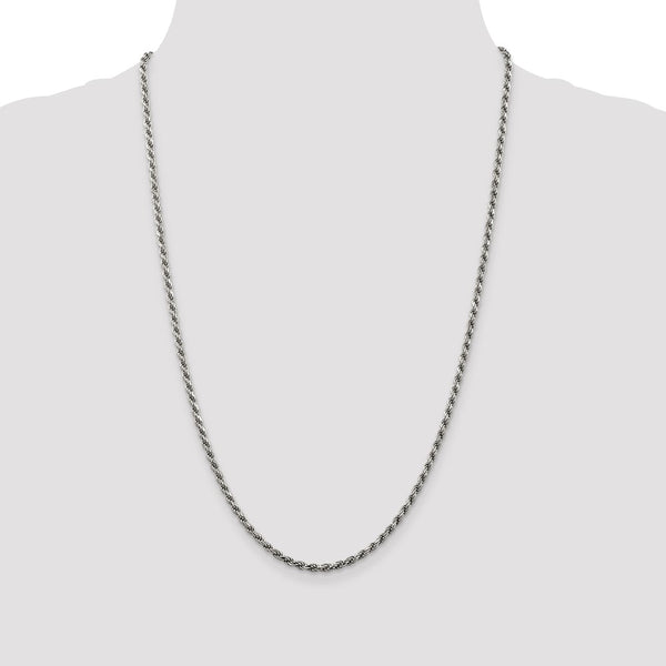 Rhodium-Plated Sterling Silver 2.75mm Rope Chain