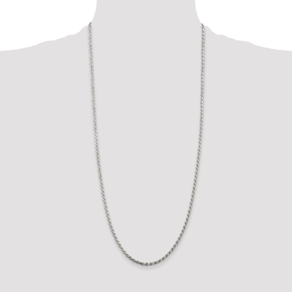 Buy Stylish 2.75mm Rhodium-Plated Sterling Silver Diamond-Cut Rope Chain