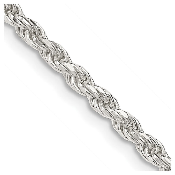2.75mm Sterling Silver Diamond-Cut Rope Chain with Extension