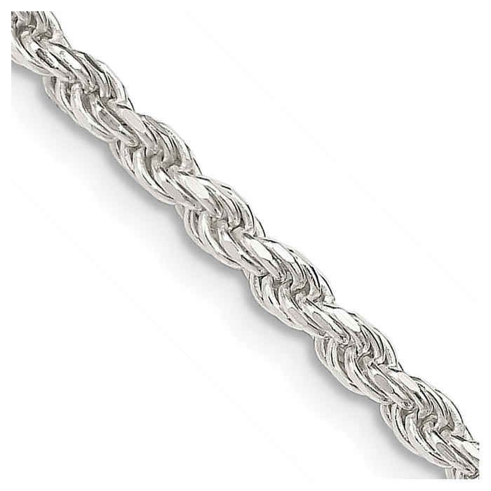 Buy Stylish 2.75mm Diamond-Cut Rope Chain in Sterling Silver - Affordable Luxury-1