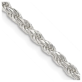 Buy Exclusive 2.75mm Diamond-Cut Rope Chain in Sterling Silver - Affordable Luxury