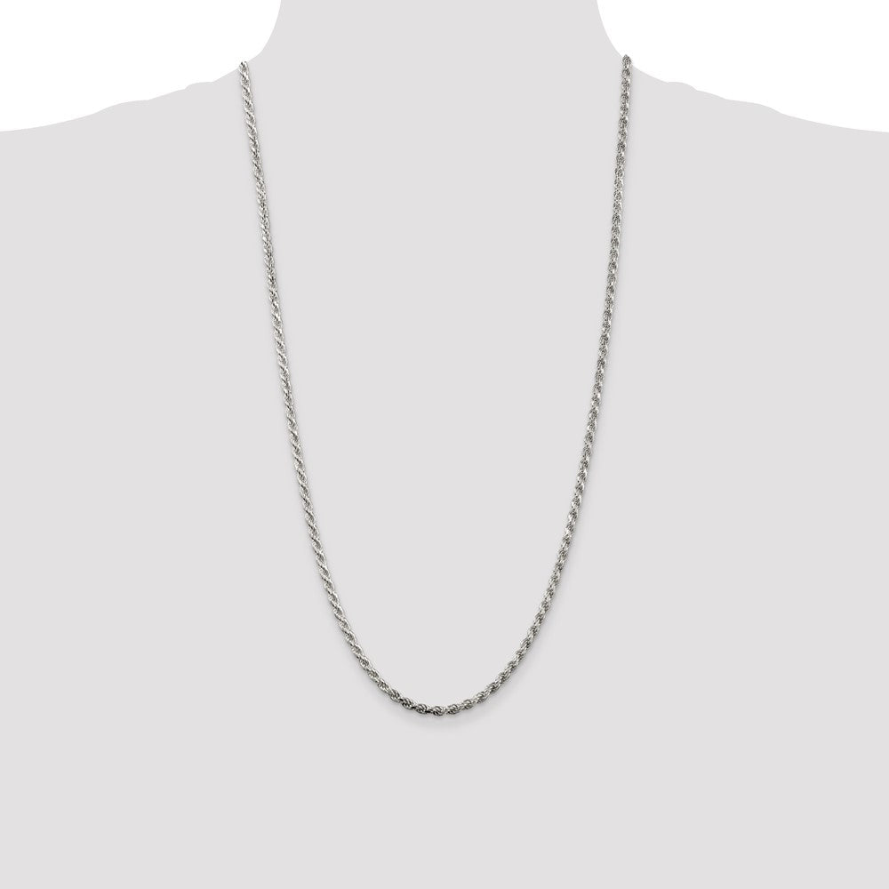 High-Quality 3.2mm Diamond-Cut Rope Chain in Sterling Silver - Stylish Value!