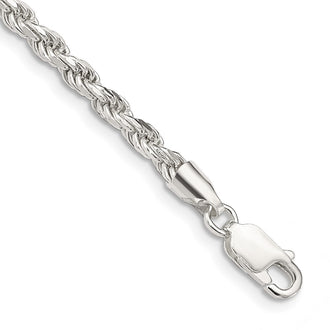 Buy Stylish 3.2mm Diamond-Cut Rope Chain in Sterling Silver - Affordable Luxury