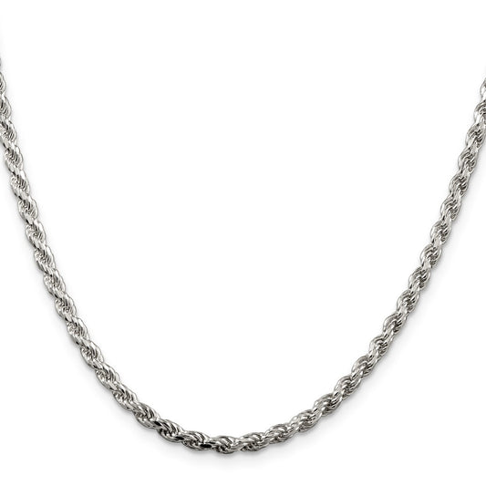 Buy Stylish Rhodium-Plated Sterling Silver 3.2mm Diamond-Cut Rope Chain