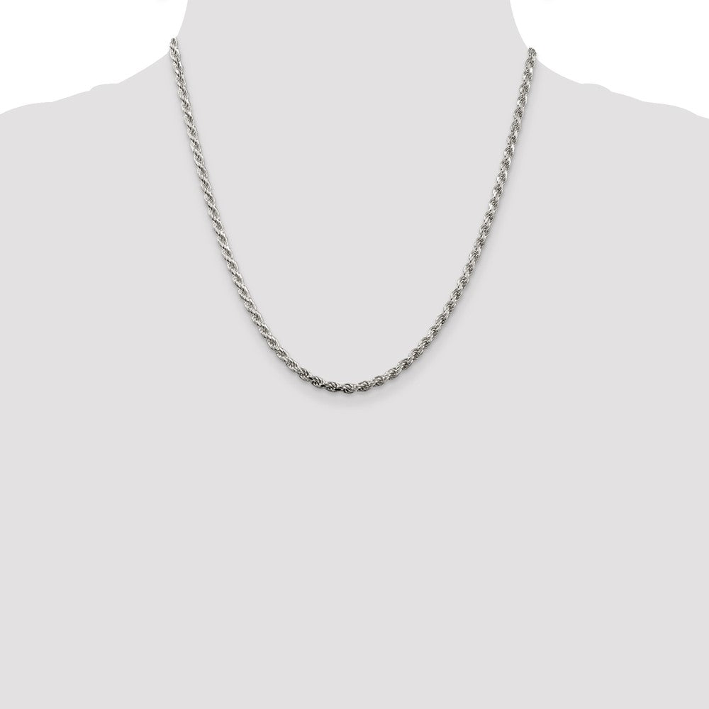 Exclusive Rhodium-Plated Sterling Silver 3.2mm Diamond-Cut Rope Chain