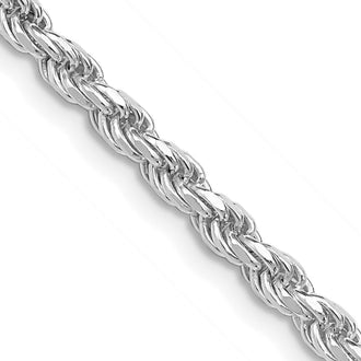 High-Quality Rhodium-Plated Sterling Silver 3.2mm Rope Chain - Affordable Luxury