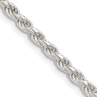 High-Quality 3.2mm Diamond-Cut Rope Chain in Sterling Silver - Stylish Value!