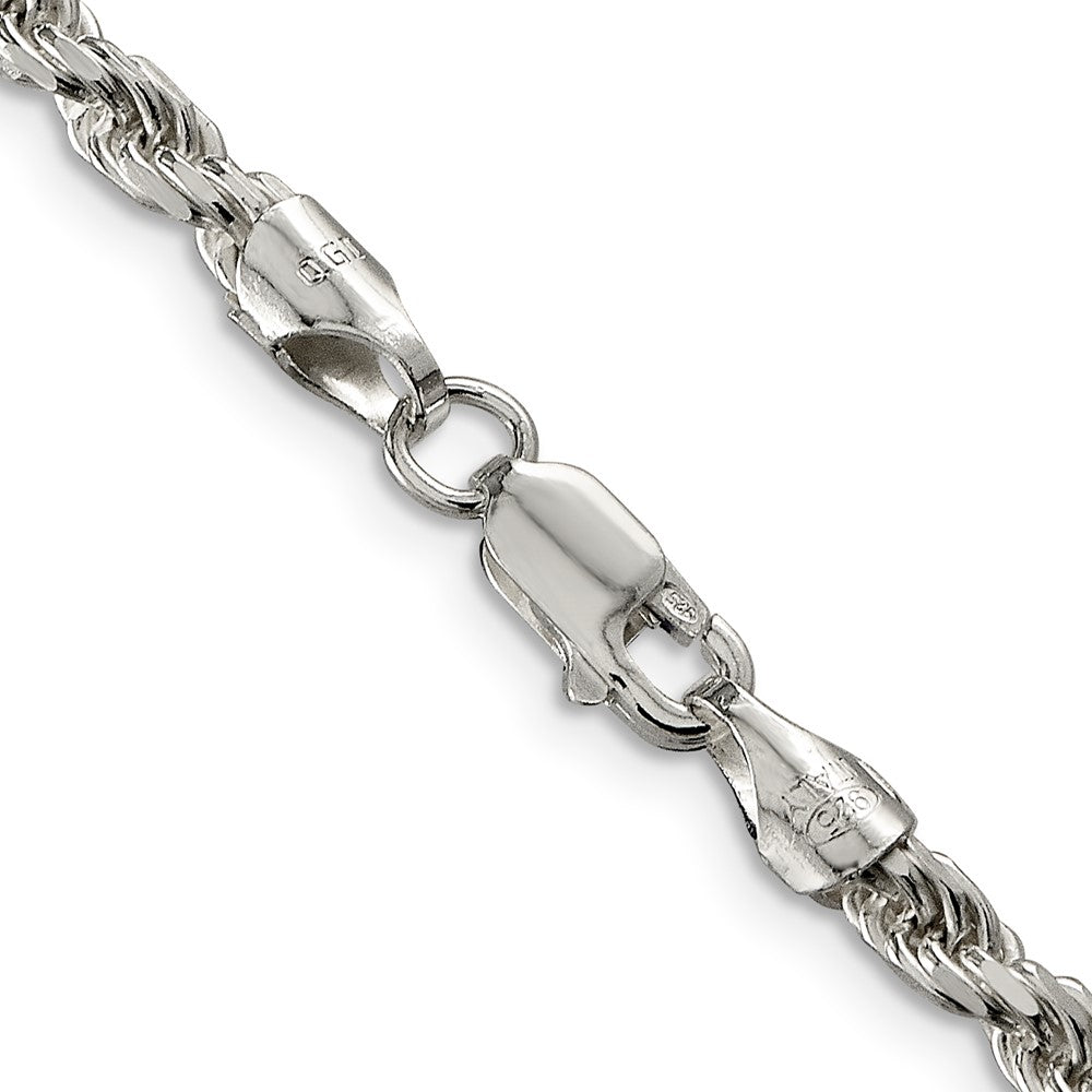 High-Quality 3.75mm Diamond-Cut Rope Chain in Sterling Silver - Stylish Value!