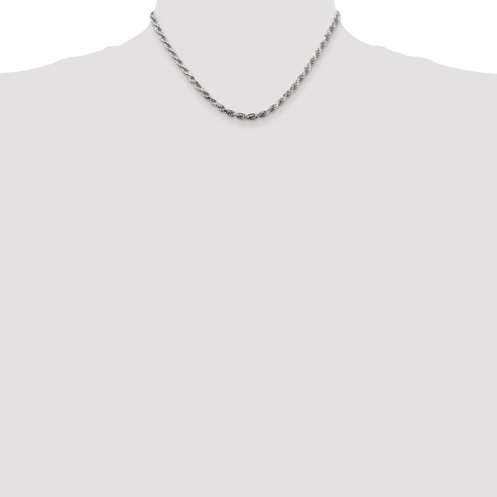 Buy Stylish 3.75mm Diamond-Cut Rope Chain in Sterling Silver - Affordable Luxury