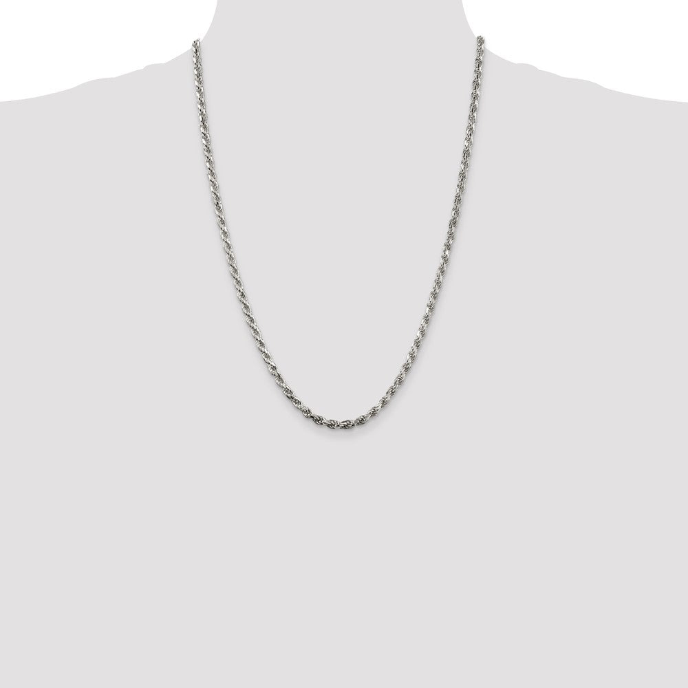 High-Quality Diamond-Cut Rope Chain - 3.75mm Sterling Silver, Stylish Value!