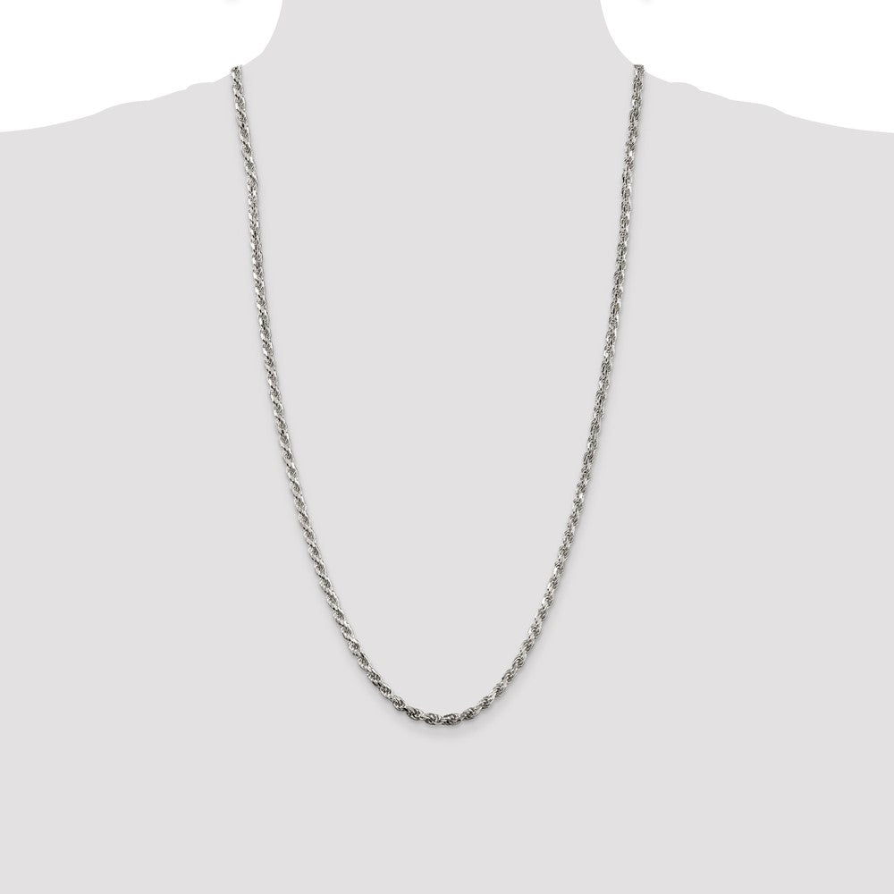 High-Quality 3.75mm Diamond-Cut Rope Chain in Sterling Silver - Stylish Value!