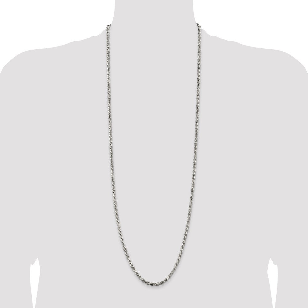 Buy Stylish 3.75mm Diamond-Cut Rope Chain in Sterling Silver - Affordable Luxury