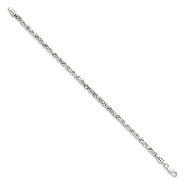 High-Quality 3.75mm Diamond-Cut Rope Chain in Sterling Silver - Affordable Price-2