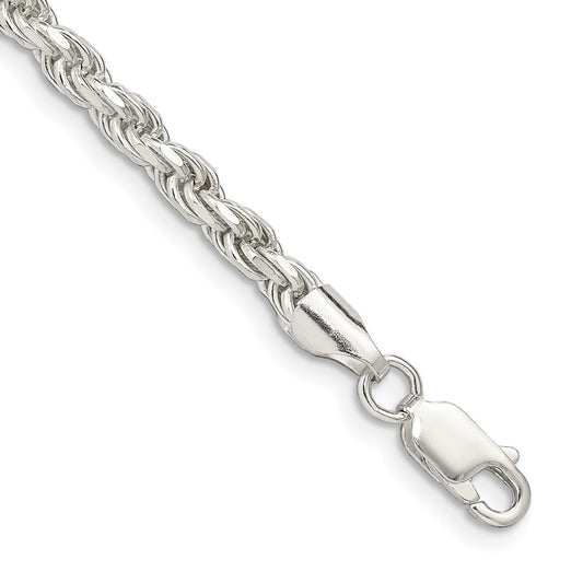 High-Quality 3.75mm Diamond-Cut Rope Chain in Sterling Silver - Affordable Price