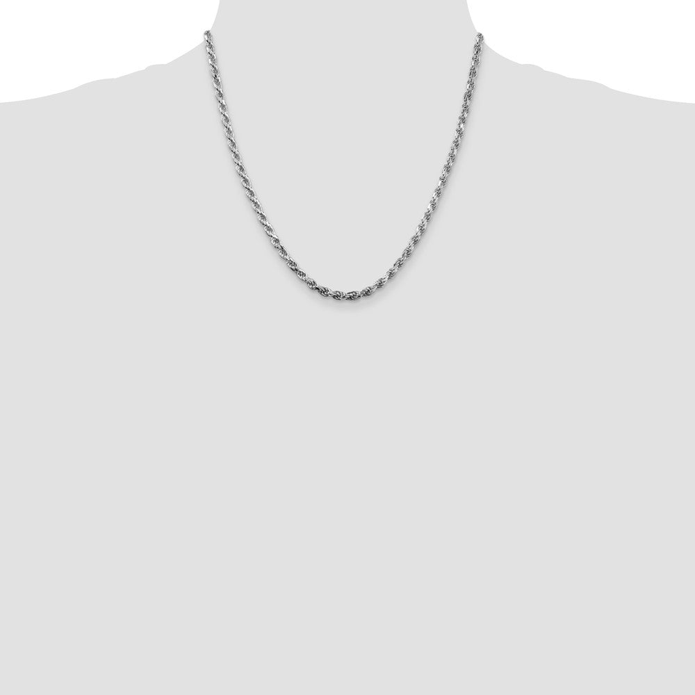 High-Quality Rhodium-Plated Sterling Silver 3.75mm Diamond-Cut Rope Chain - Stylish Value