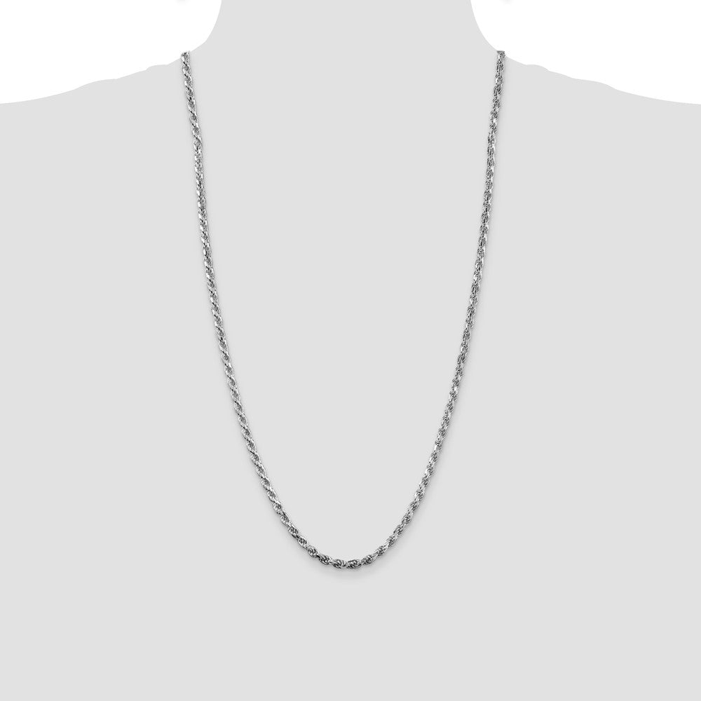 Designer Rhodium-Plated Sterling Silver 3.75mm Diamond-Cut Rope Chain - Affordable Luxury