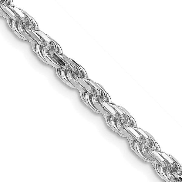 3.75mm Rhodium-Plated Sterling Silver Diamond-Cut Rope Chain - Style GR1-1033917