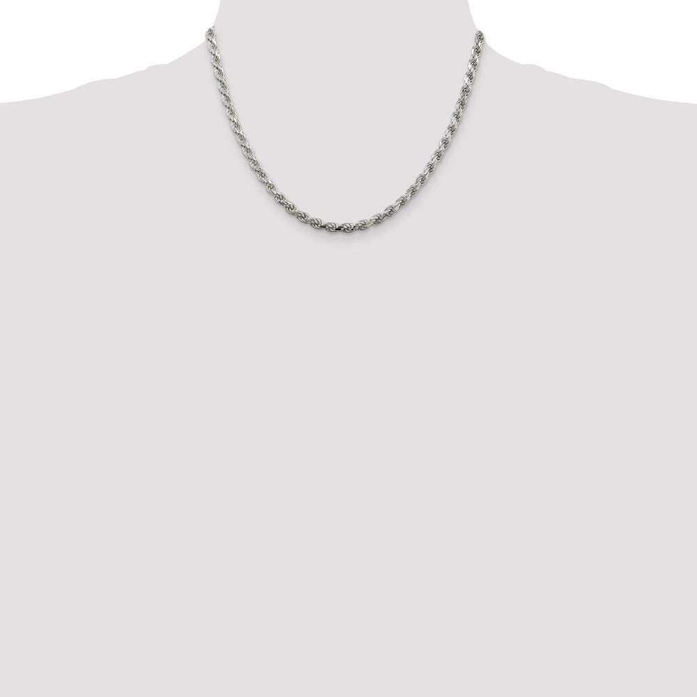 High-Quality 4.25mm Diamond-Cut Rope Chain in Sterling Silver - Stylish Value!