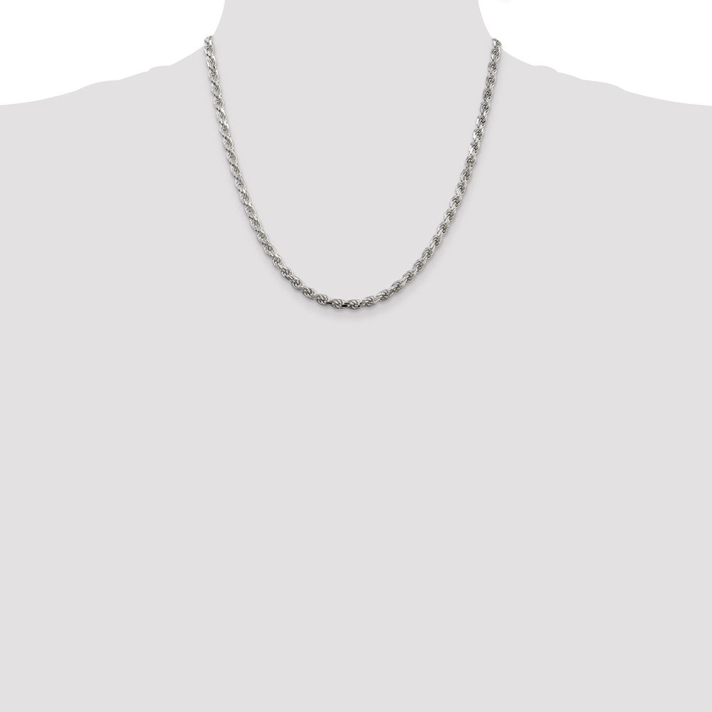 Exclusive 4.25mm Diamond-Cut Rope Chain in Sterling Silver - Stylish Value!