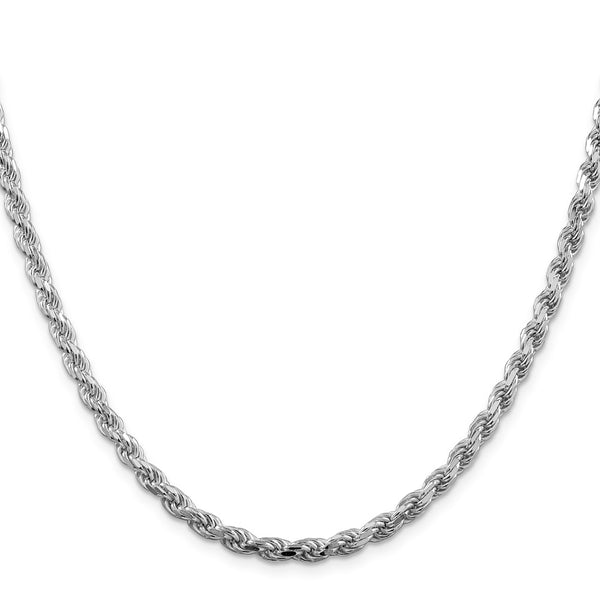Rhodium-Plated Sterling Silver 4.25mm Diamond-Cut Rope Chain - Style GR1-1033987