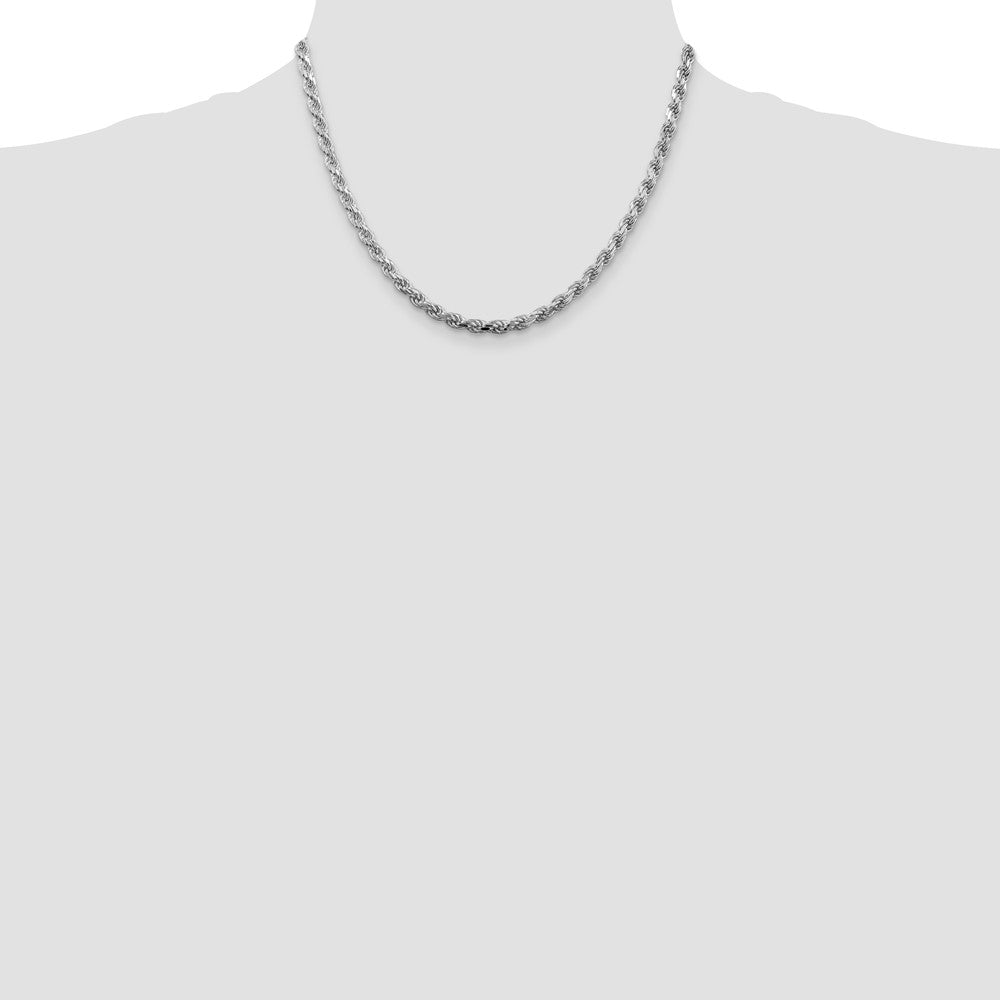 Exclusive Rhodium-Plated Sterling Silver 4.25mm Diamond-Cut Rope Chain - Stylish Value!