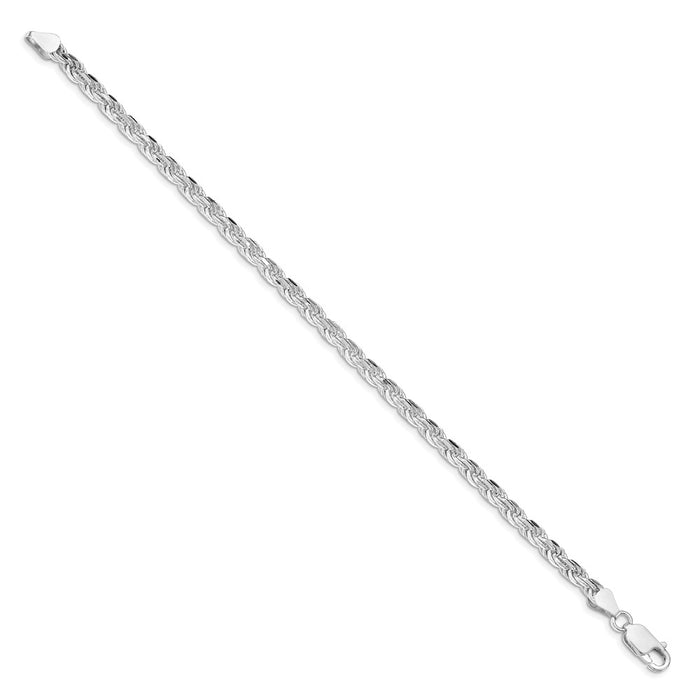 Buy Stylish Rhodium-Plated Sterling Silver 4.25mm Diamond-Cut Rope Chain-2
