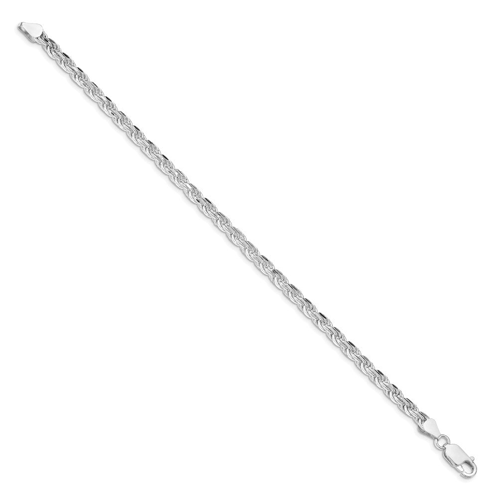 Buy Exclusive Rhodium-Plated Sterling Silver 4.25mm Diamond-Cut Rope Chain | Stylish Value