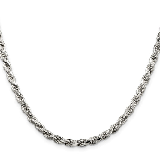 Buy Stylish Diamond-Cut Rope Chain in 4.6mm Sterling Silver - Affordable Price