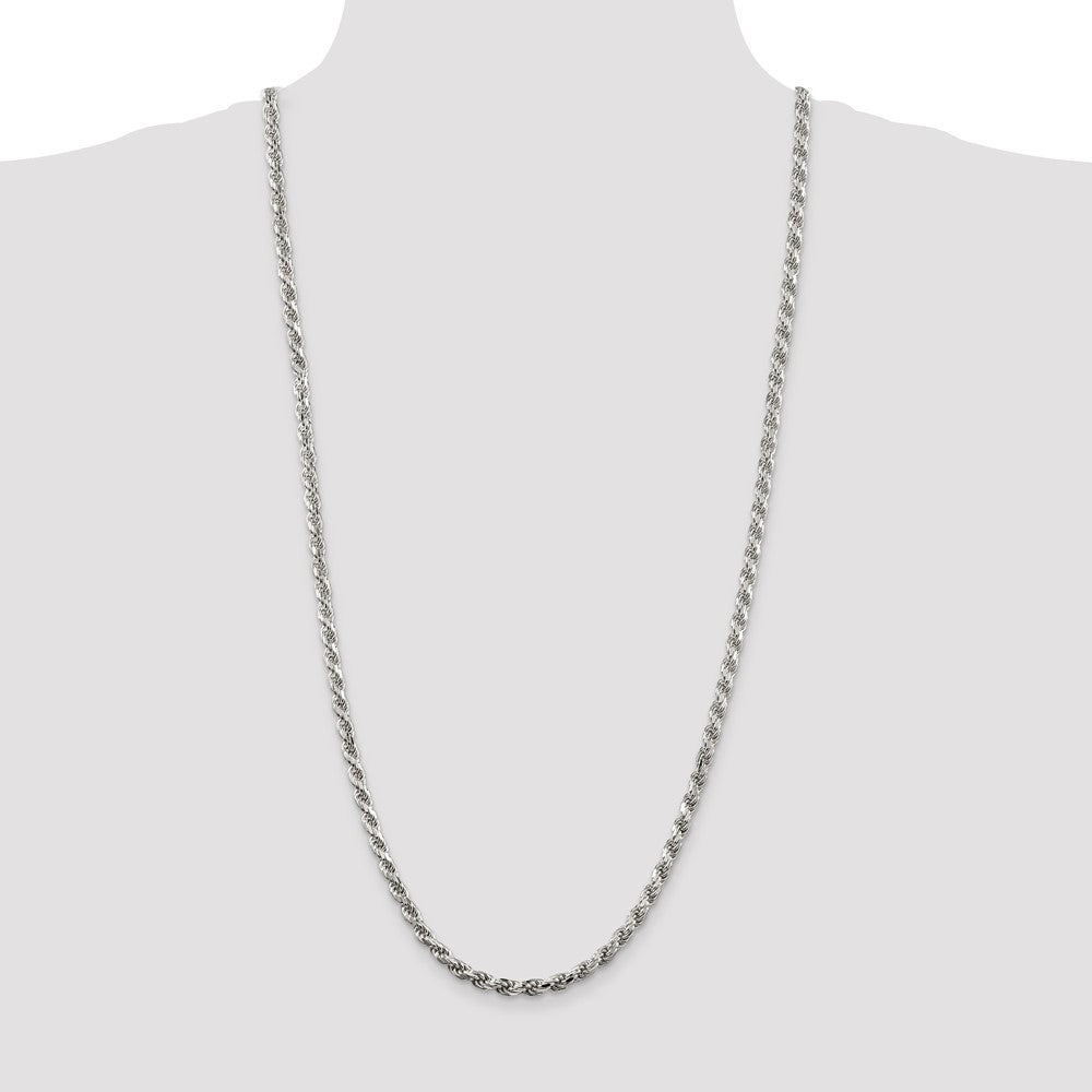 Buy Stylish Diamond-Cut Rope Chain in 4.6mm Sterling Silver - Affordable Price