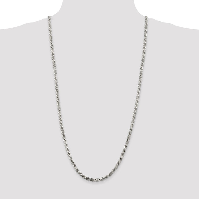 Buy Stylish Diamond-Cut Rope Chain in 4.6mm Sterling Silver - Affordable Price-4