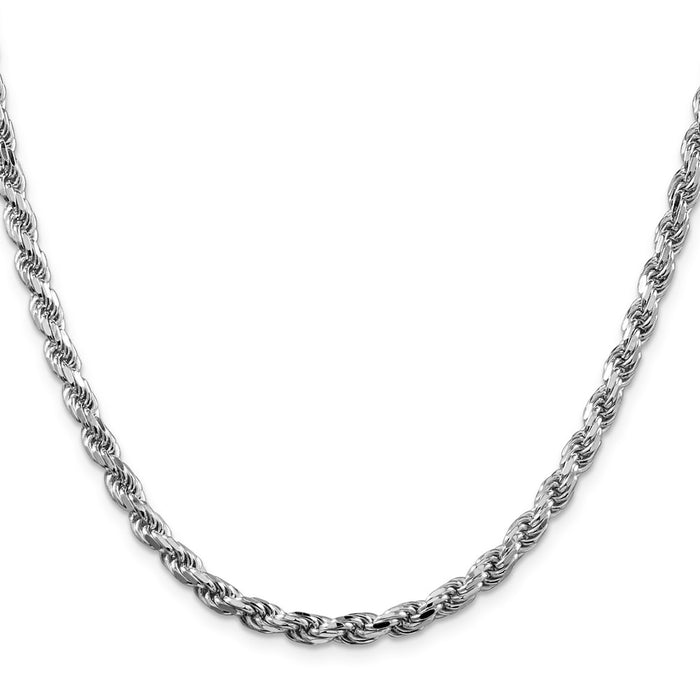 Buy Exclusive 4.6mm Diamond-Cut Rope Chain in Rhodium-Plated Sterling Silver - Stylish Value!-2