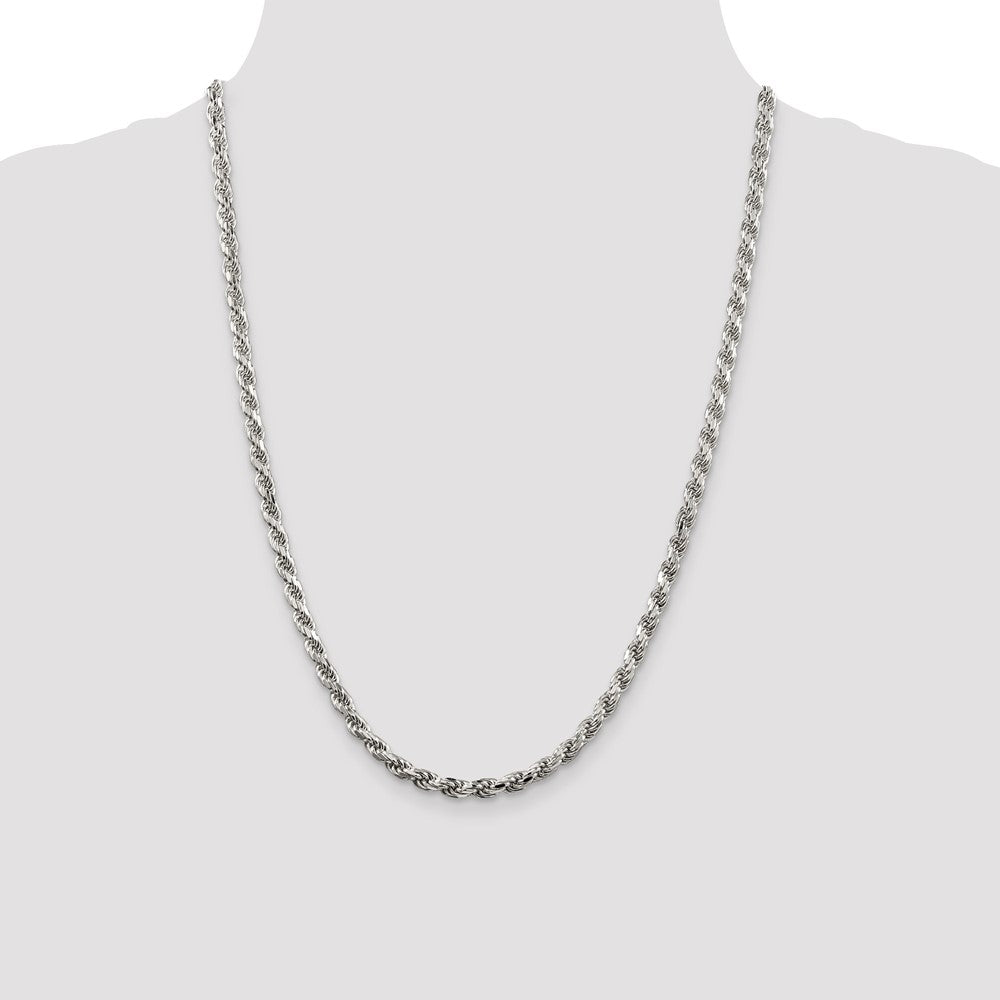 Buy Exclusive Rhodium-Plated Sterling Silver 4.6mm Diamond-Cut Rope Chain