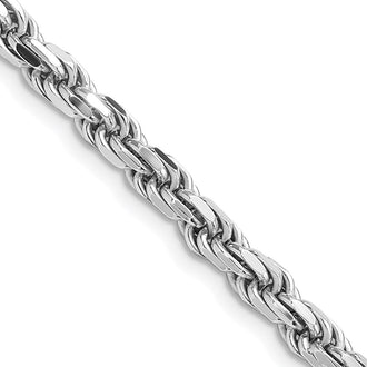 Buy Exclusive 4.6mm Diamond-Cut Rope Chain in Rhodium-Plated Sterling Silver - Stylish Value!
