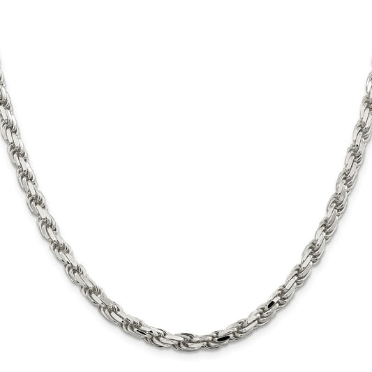 Buy Stylish 5.75mm Diamond-Cut Rope Chain in Sterling Silver - Luxury Value