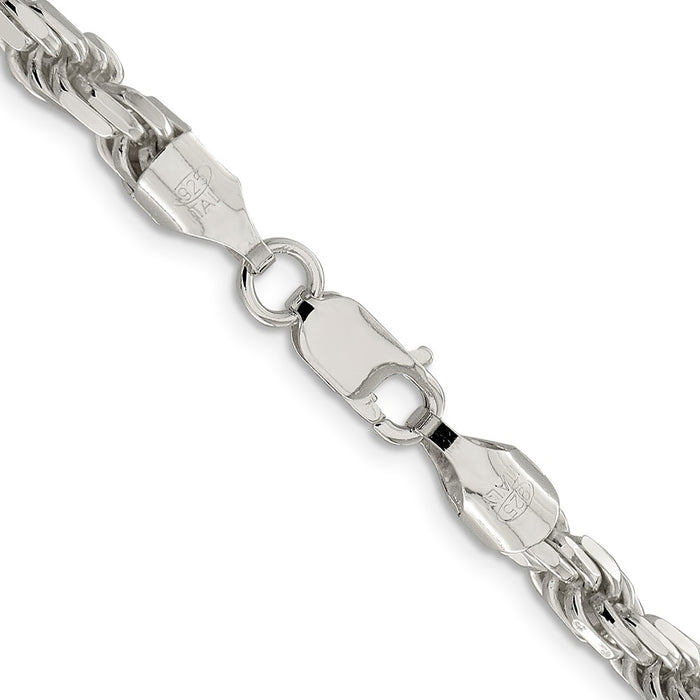Buy Stylish 5.75mm Diamond-Cut Rope Chain in Sterling Silver - Luxury Value-3