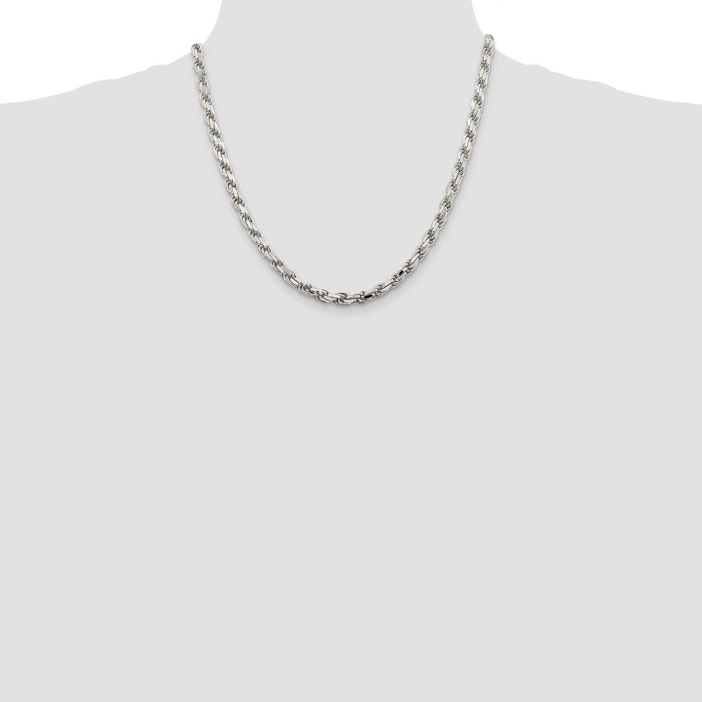 Buy Stylish 5.75mm Diamond-Cut Rope Chain in Sterling Silver - Luxury Value
