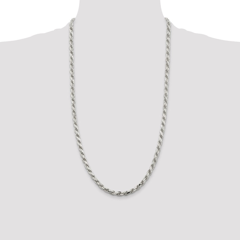Buy Luxury Diamond-Cut Rope Chain in Sterling Silver - 5.75mm Width, Stylish!