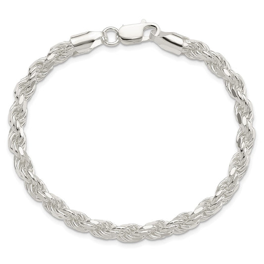 Buy Stylish 5.75mm Diamond-Cut Rope Chain in Sterling Silver - Luxury Value
