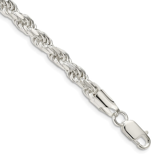 Buy Stylish 5.75mm Diamond-Cut Rope Chain in Sterling Silver - Luxury Value
