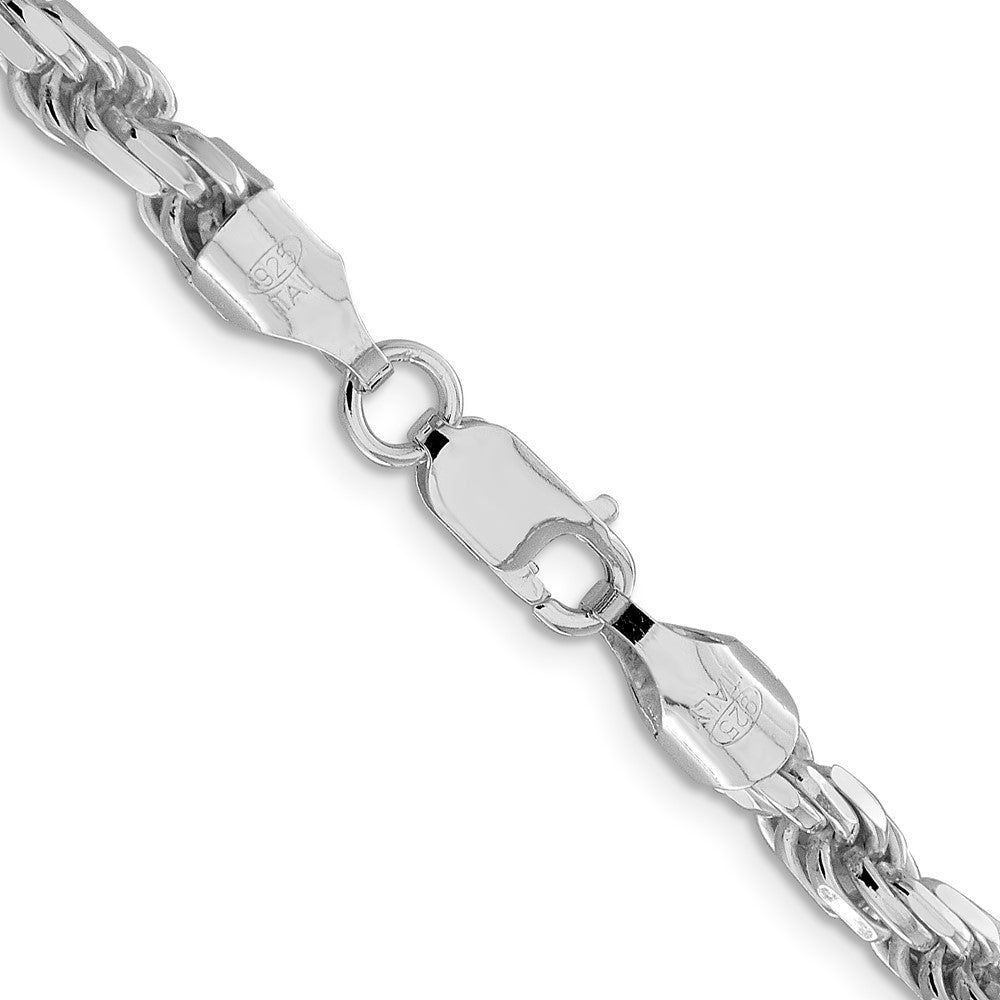 Buy Stylish Rhodium-Plated Sterling Silver 5.75mm Diamond-Cut Rope Chain