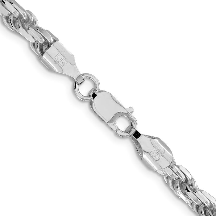 Buy Stylish Rhodium-Plated Sterling Silver 5.75mm Diamond-Cut Rope Chain-3