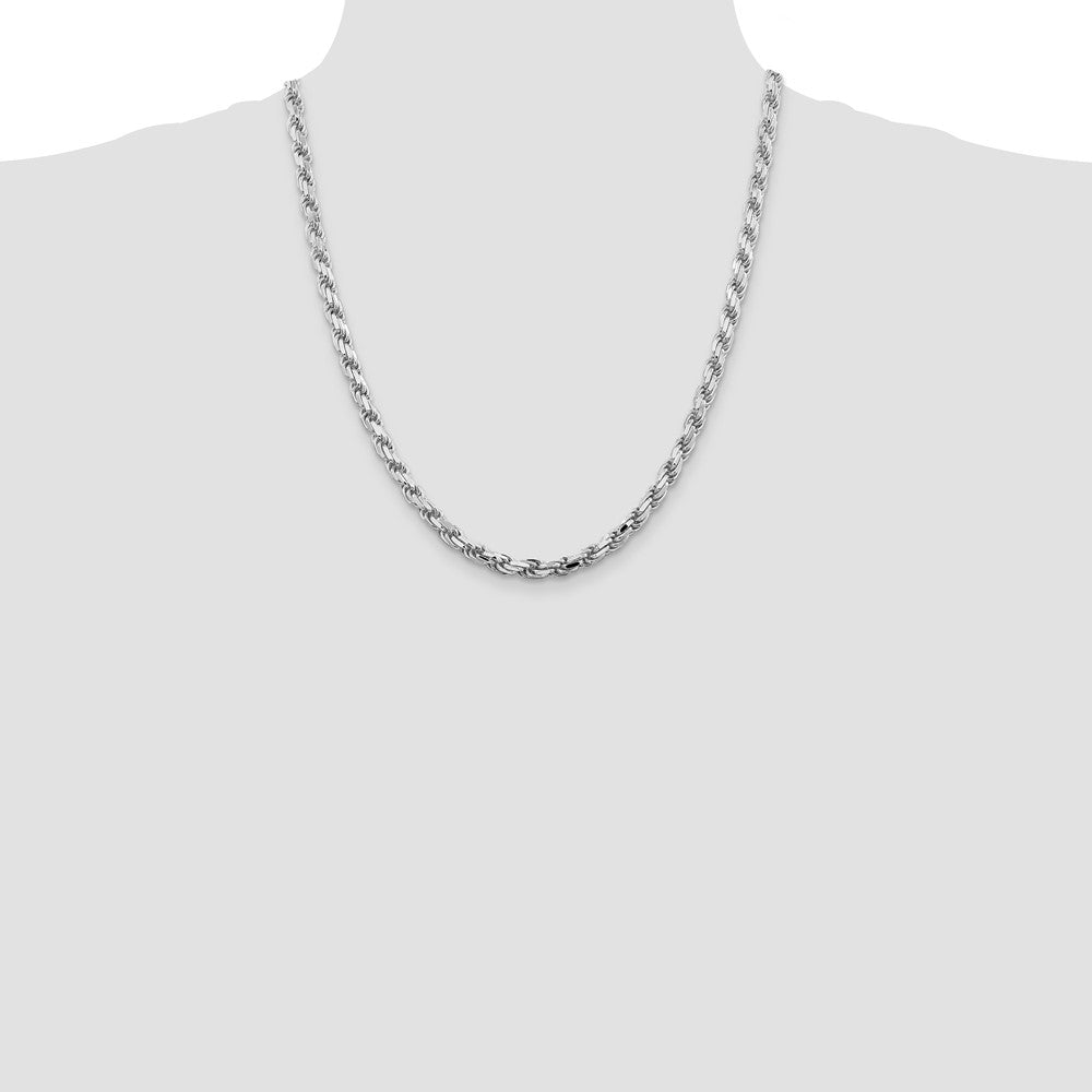 Buy High-Quality 5.75mm Rhodium-Plated Sterling Silver Diamond-Cut Rope Chain